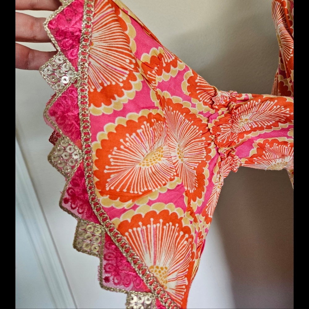 Vibrant Pink and Orange Patterned Dress-$178.50 - Picture 3 of 17
